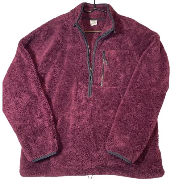 PINK Victoria's Secret Sherpa Wine Fleece Quarter Zip Pullover Size Large Top - Picture 1 of 7